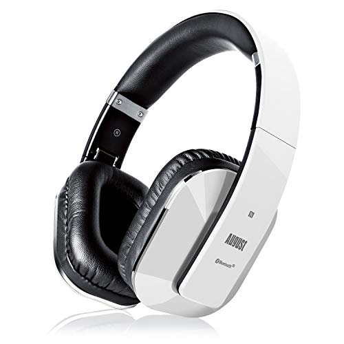 August Over Ear Wireless Bluetooth Headphones with Mic - August EP650 - Custom App for Easy EQ Sound Control, aptX Low Latency, NFC, Rich Bass Clear Sound, 30 days Stand By High-Performance Comfort [White] - Image 1