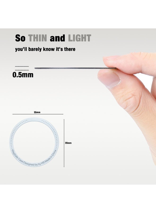 سي جود ملصق حلقة معدنية مغناطيسية عالمي للشحن المغناطيسي، متوافق مع جميع هواتف iPhone وSamsung وAndroid – لتحويل الحامل المغناطيسي/قاعدة تثبيت الجوال، 4 قطع، باللون الأبيض - Image 2