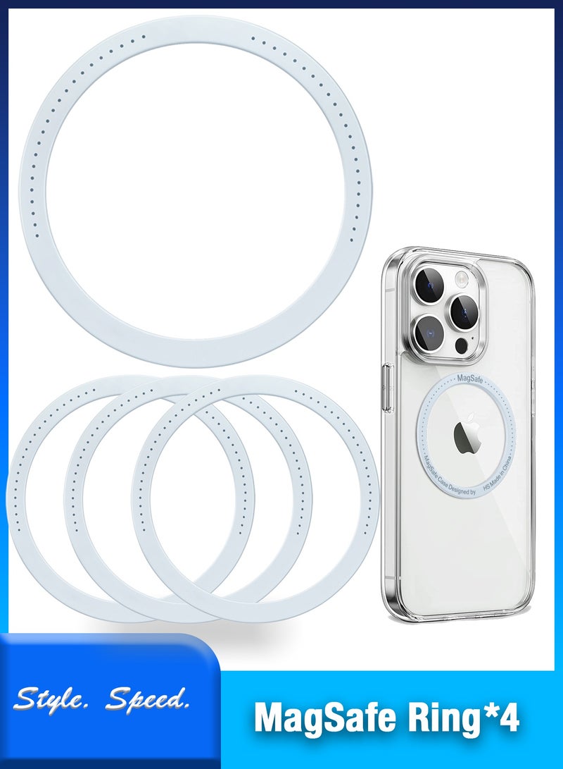 سي جود ملصق حلقة معدنية مغناطيسية عالمي للشحن المغناطيسي، متوافق مع جميع هواتف iPhone وSamsung وAndroid – لتحويل الحامل المغناطيسي/قاعدة تثبيت الجوال، 4 قطع، باللون الأبيض - Image 1