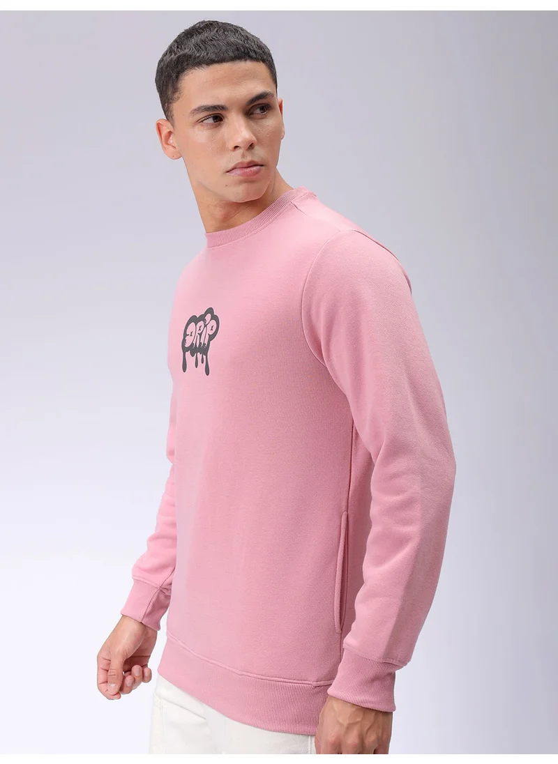 شركة المرآب الهندية Men Knitted Regular Fit Placement Print Long Sleeve Polyester Sweatshirt