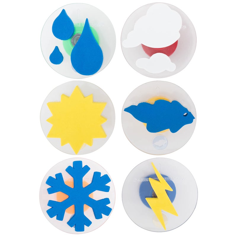 READY 2 LEARN READY 2 LEARN Giant Stampers  Weather Patterns  Set of 6  Easy to Hold Foam Stamps for Kids  Arts and Crafts Stamps for Displays Posters Signs and DIY Projects