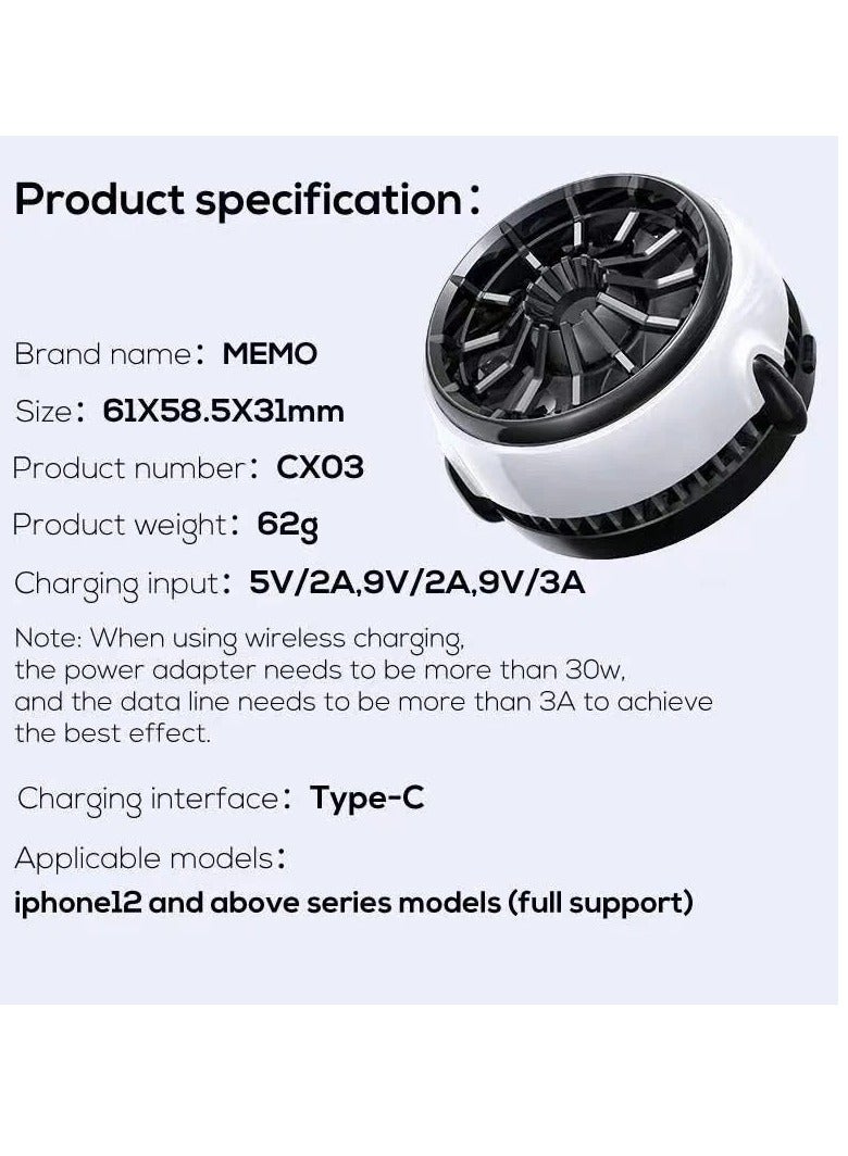 Wireless Portable Mobile Phone Radiator Cooling Fan Magnetic Absorption - Image 3
