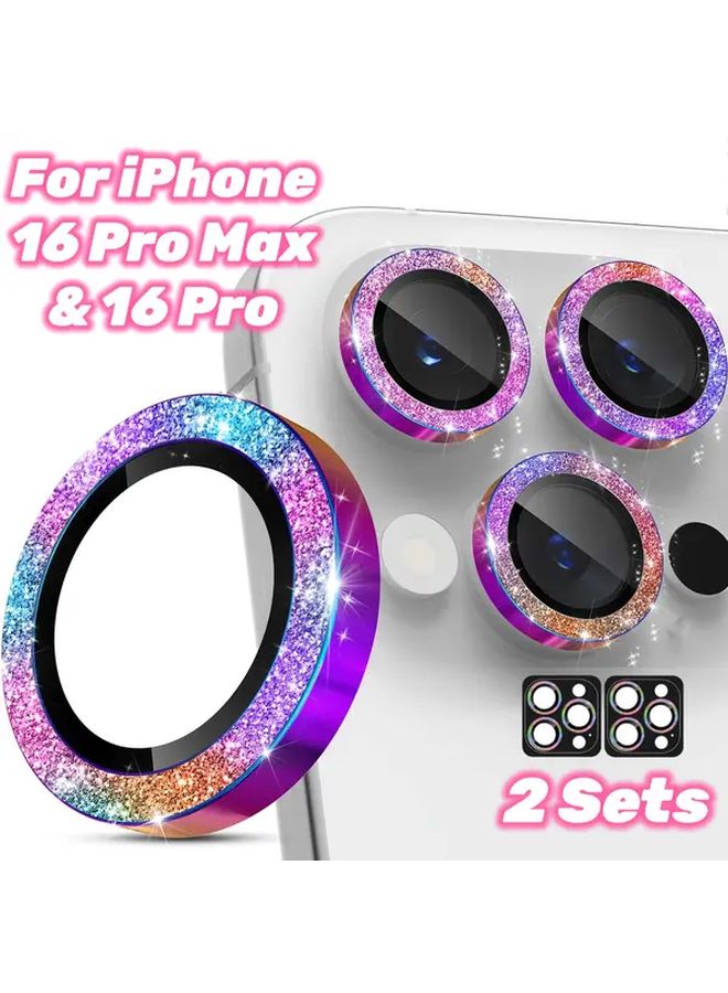 2 Pack Glitter Black Titanium Tempered Glass Camera Lens Protector For iPhone 16 Pro 16 Pro Max - Image 5