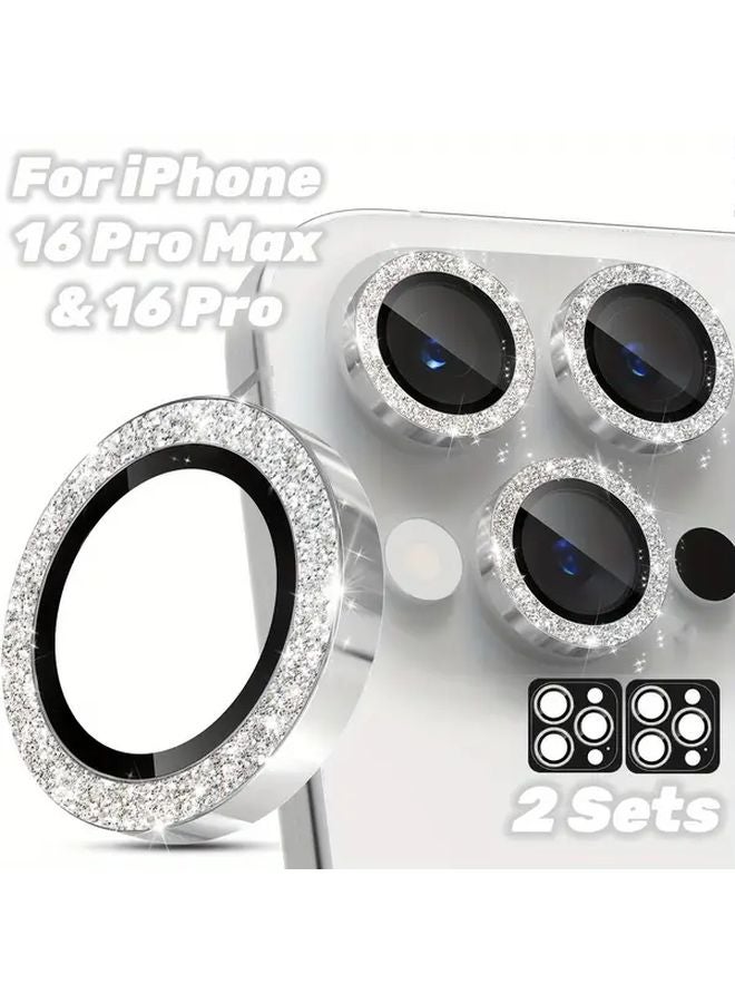 2 Pack Glitter Black Titanium Tempered Glass Camera Lens Protector For iPhone 16 Pro 16 Pro Max - Image 4