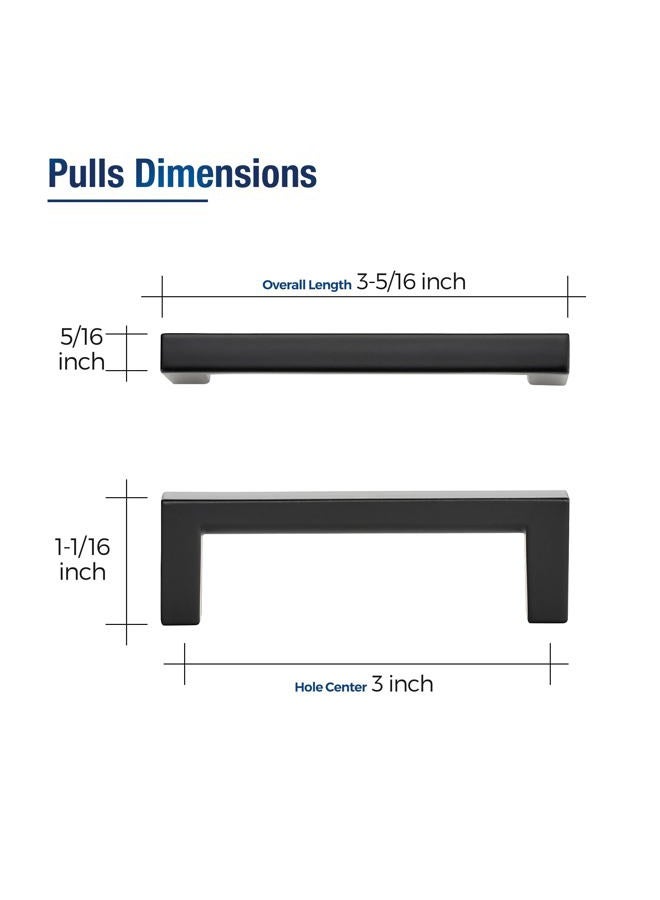 JOY DECOR 30 Pack Cabinet Pulls – Slim Square Bar, 3 Inch Hole Center, Matte Black Solid Build | Modern Look | Easy Install | fits Kitchen Drawer & Dresser - Image 2