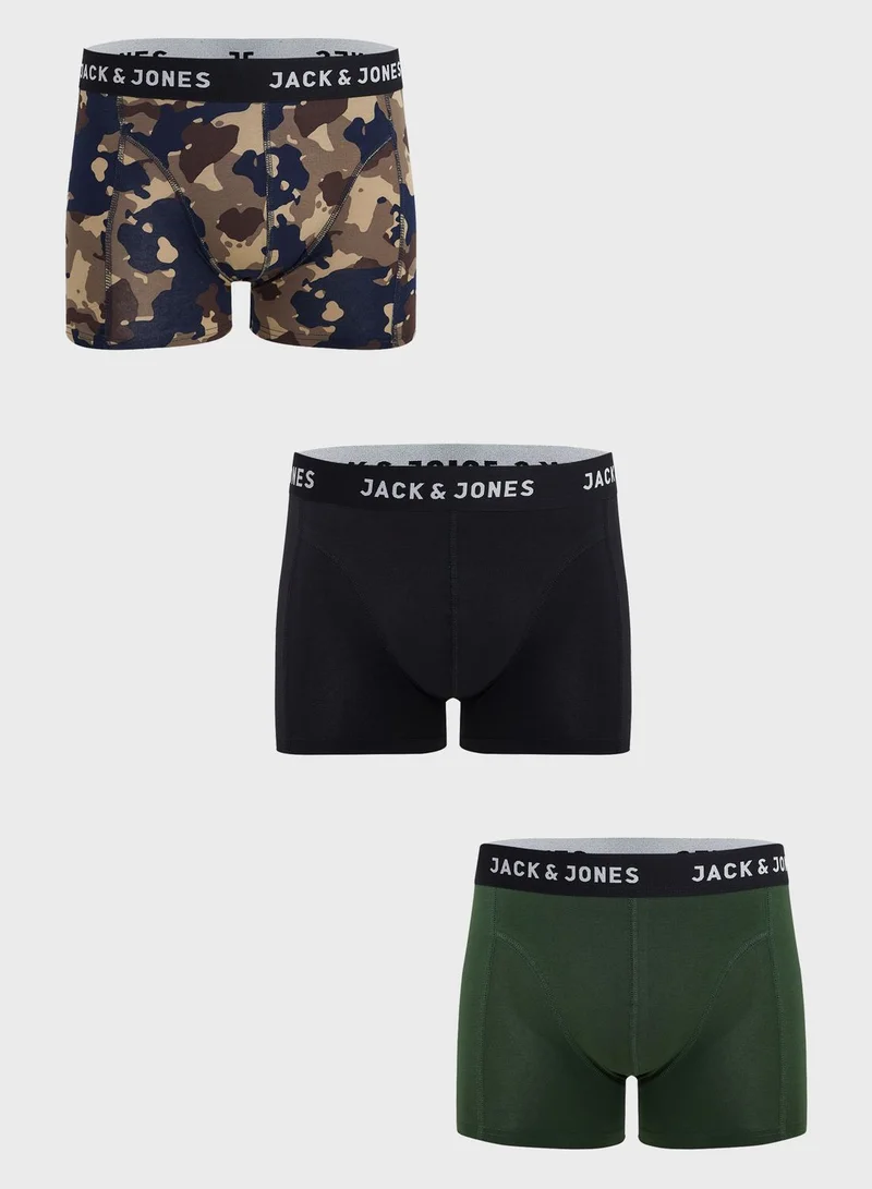 JACK & JONES 3 Pack Logo Band Trunks