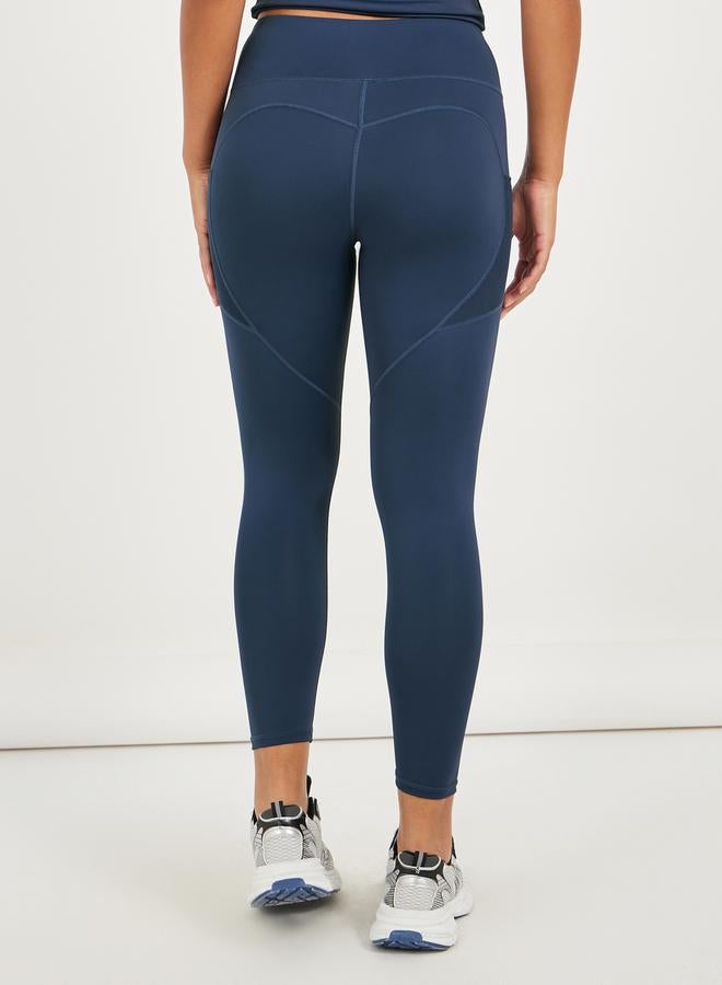 Styli Side Mesh Pocket Broad Waistband Leggings - Image 4