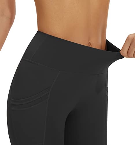AFITNE Yoga Pants for Women High Waisted Mesh Leggings Tummy Control Athletic Workout Leggings with Pockets Gym Black - XL - Image 3