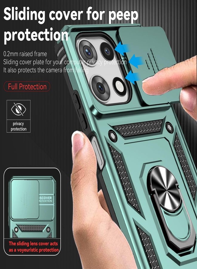 PUSHIMEI for Motorola Moto G 2025 Case, with Slide Camera Cover HD Screen Protector [Military Grade 16ft. Drop Tested] Magnetic Ring Holder Kickstand Protective Phone Case for Motorola Moto G 2025, Dark Green - Image 5