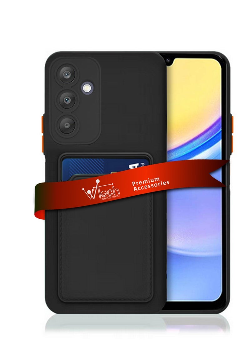 Wtech Samsung Galaxy A16 5G 2024 Silicone TPU with Card Holder Case Cover - Black - Image 1