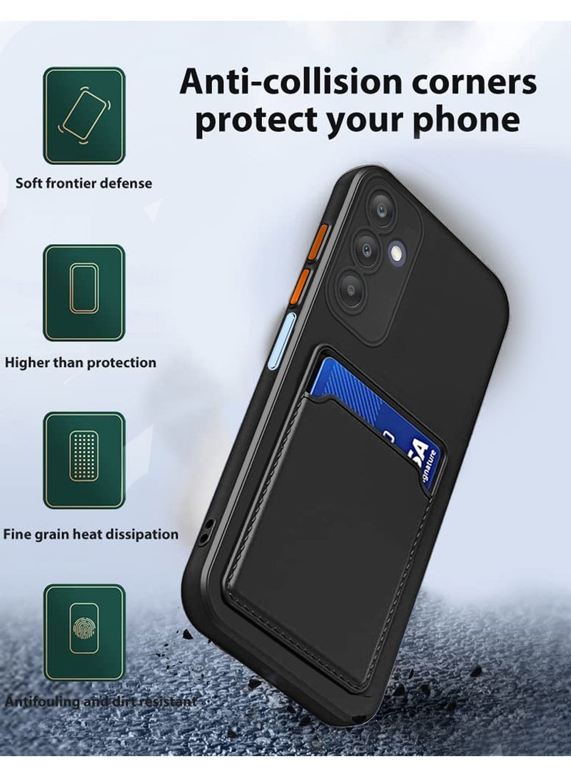 Wtech Samsung Galaxy A16 5G 2024 Silicone TPU with Card Holder Case Cover - Black - Image 2