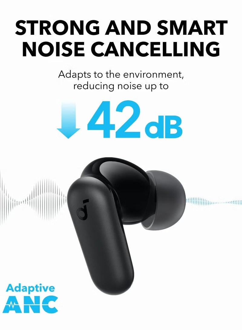 R50i NC by Anker Noise Cancelling Earbuds, Strong and Smart Noise Cancelling, Powerful Bass, 45H Playtime, 2-in-1 Case and Phone Stand, IP54, Wireless Earbuds, Bluetooth 5.4, App Control Black - Image 2