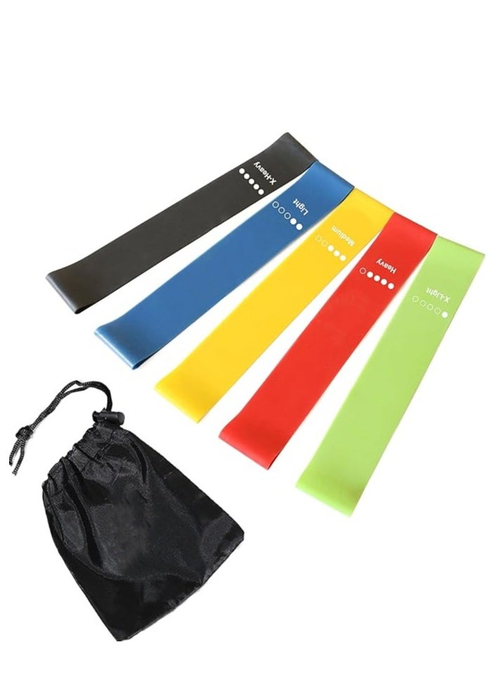Generic Resistance Loop Exercise Bands with Instruction Guide and Carry Bag, Set of 5  - Image 1