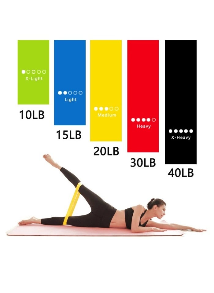 Generic Resistance Loop Exercise Bands with Instruction Guide and Carry Bag, Set of 5  - Image 4