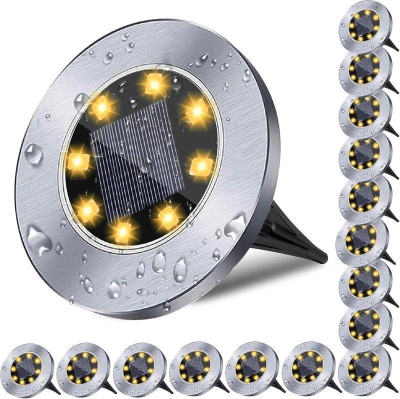 Rayolon Solar Ground Lights, Waterproof Solar Garden Lights, Upgraded Outdoor Garden Waterproof Bright in-Ground Lights, Landscape Lighting for Pathway,Yard,Deck,Lawn,Patio,Walkway (16 Pack Warm Light) - Image 1