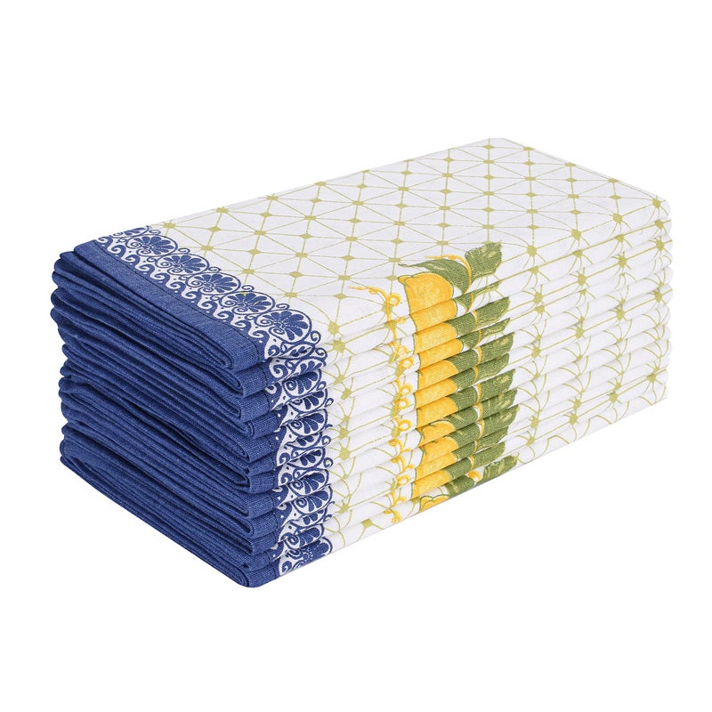 FINGERCRAFT Cloth Napkins Set of 12 Cotton Linen Blend Printed Dinner Napkins Cloth Mitered Corner Perfect for Parties Dinners Weddings Cocktail Christmas Easter 20x20 Lemon Leaf - Image 2