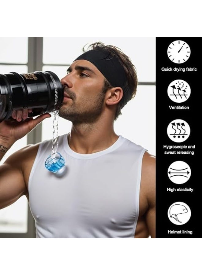 عصابات رأس رجالية ونسائية غير قابلة للانزلاق وخفيفة الوزن لليوجا والرياضة والتدريب  اللون: 5 قطع - أسود/رمادي/أبيض/أخضر داكن/أزرق بحري - Image 4