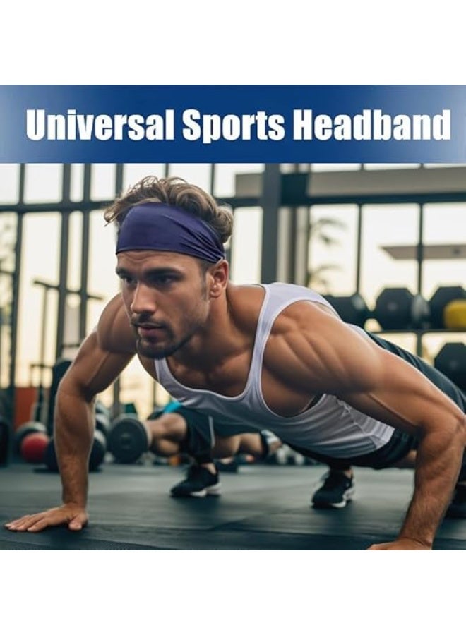 عصابات رأس رجالية ونسائية غير قابلة للانزلاق وخفيفة الوزن لليوجا والرياضة والتدريب  اللون: 5 قطع - أسود/رمادي/أبيض/أخضر داكن/أزرق بحري - Image 3