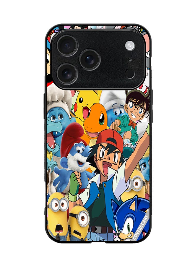 غطاء حماية لجهاز آبل آيفون 17 برو بتصميم شخصيات كرتونية متعددة الألوان