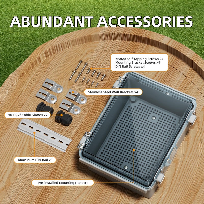 Joinfworld Outdoor WiFi Enclosure Weatherproof Locking Outdoor WiFi Box Plastic Waterproof Switch Router Enclosure Box 8.7x6.7x4.3 - Image 2