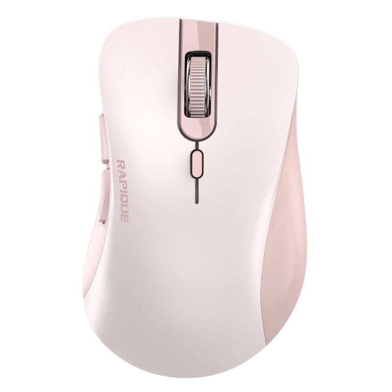 RAPIQUE Bluetooth Wireless Mouse - Dual Bluetooth & 2.4 GHz USB Receiver, Ergonomic Design, Quiet Clicks, Low Power - Multi-Device Compatibility for MacBook, Laptop, Computer, iPad Air/Pro (Pink) - Image 1