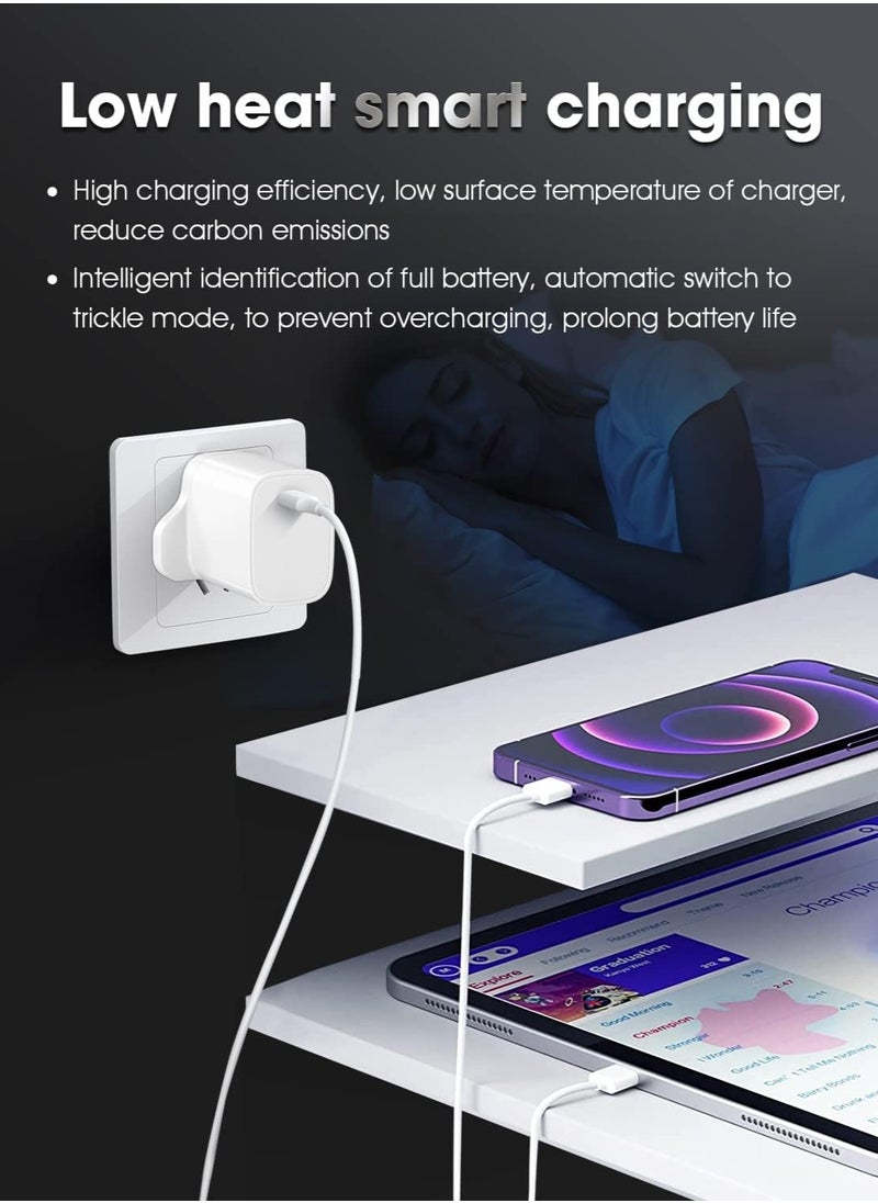 FLOWING - iPhone 20W Fast Charger | USB C Wall Fast Charger with 1m USB C to Lightning Cable Compatible with iPhone 16/16 Pro/16 Pro Max/15/14/SE2020/11/XR/XS Max/X/iPad - Image 1