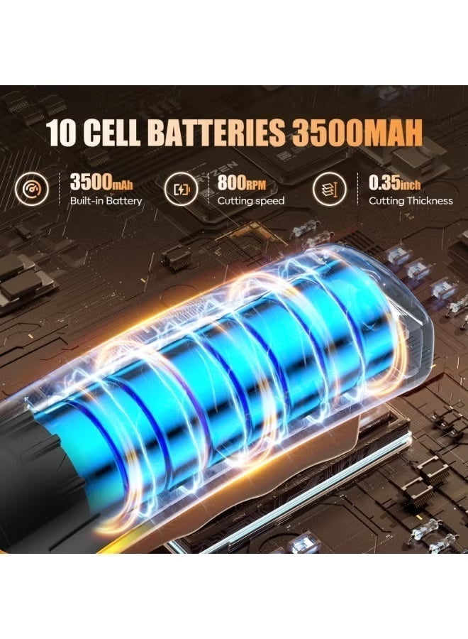 مقص كهربائي، قطع لوحات الورق، مع مصباح LED، محرك عالي الكفاءة بدون فرشاة، بطارية سعة 3500 مللي أمبير، سكين من الفولاذ التنجستن، مناسب للقماش والورق المقوى والجلود وحبال السجاد - Image 2