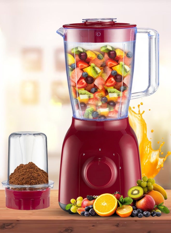 SONASHI 2 In 1 Blender & Smoothie Maker | 1.25L Unbreakable Jar | 350 W | 2 Speed & Pulse Setting | Best for Spice Grinding, Smoothie Making and Juicing | with Stainless Steel Blades, Safety Lock System | SB-144N Red 1.25 L 350 W SB-144N red - Image 1