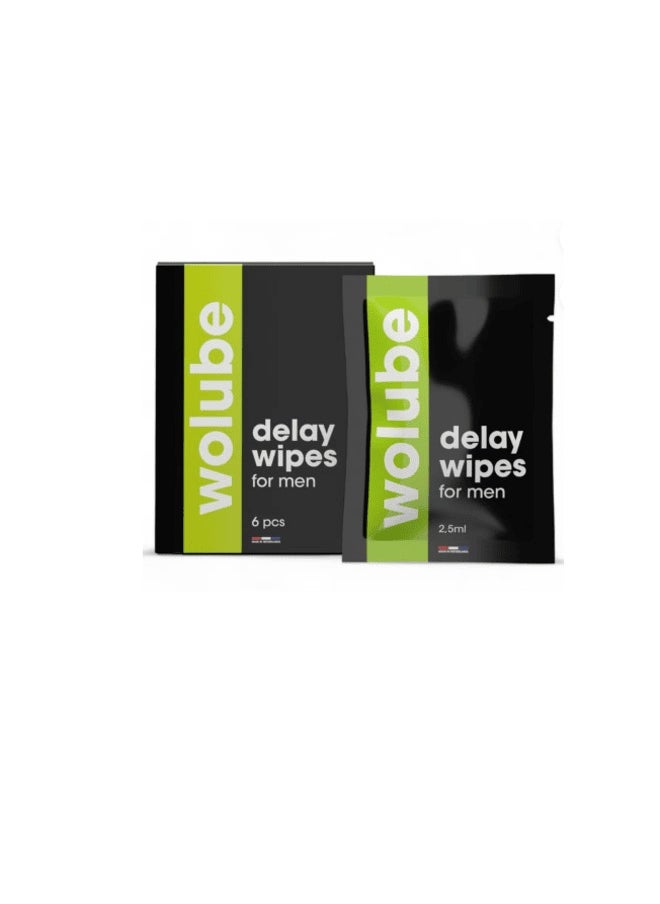 WOLAID Wolube Wipes for Men – 6 Individually Wrapped Soothing & Refreshing Intimate Wipes 