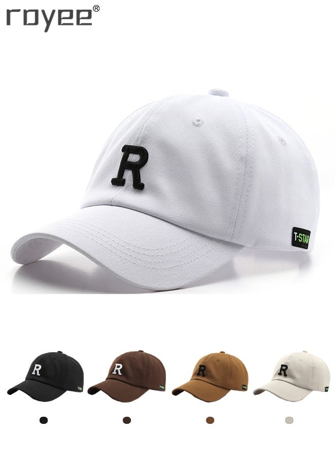 Royee - (White*1pcs) Baseball Cap Women and Men Fashion Adjustable Hat Summer Sun Caps Cotton Soft Top Hat Hip Hop Snapback Hat - Image 1