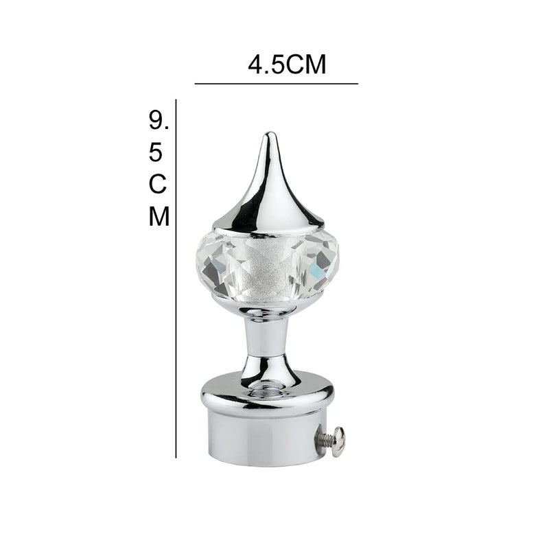GRIVAN Aluminium Diamond Curtain Bracket Parda Holder with Support 1 Inch Rod Pocket Finials Designer Door and Window Rod Support Fittings Curtain Rod Holder Pair of 5 Silver - Image 3