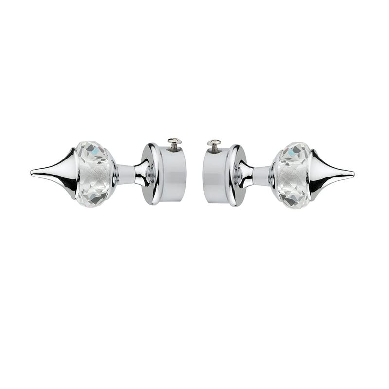 GRIVAN Aluminium Diamond Curtain Bracket Parda Holder with Support 1 Inch Rod Pocket Finials Designer Door and Window Rod Support Fittings Curtain Rod Holder Pair of 5 Silver - Image 2
