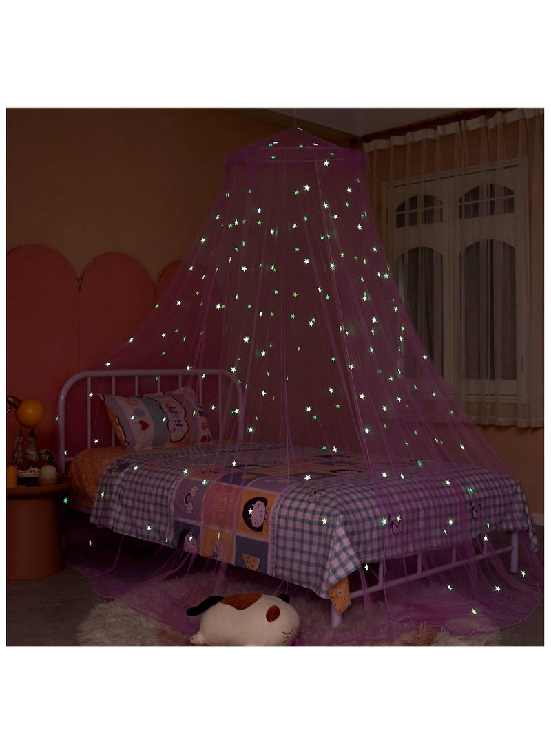 XiuWoo Bed Canopy for Girls for 1.5-1.8m,Canopy for Bed Girls Room Decor,Canopy Bed Curtains to Cover Bed Tent Kids Baby Crib,Purple  - Image 3