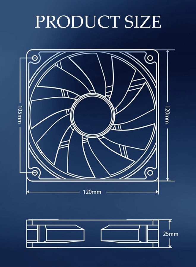 DUNISO 120mm ARGB Case Cooler Fan,4 PIN Motherboard Light Sync Low Noise, up to 1600RPM Cooling Fan,Cooler for Computer Case or CPU (White) - Image 3