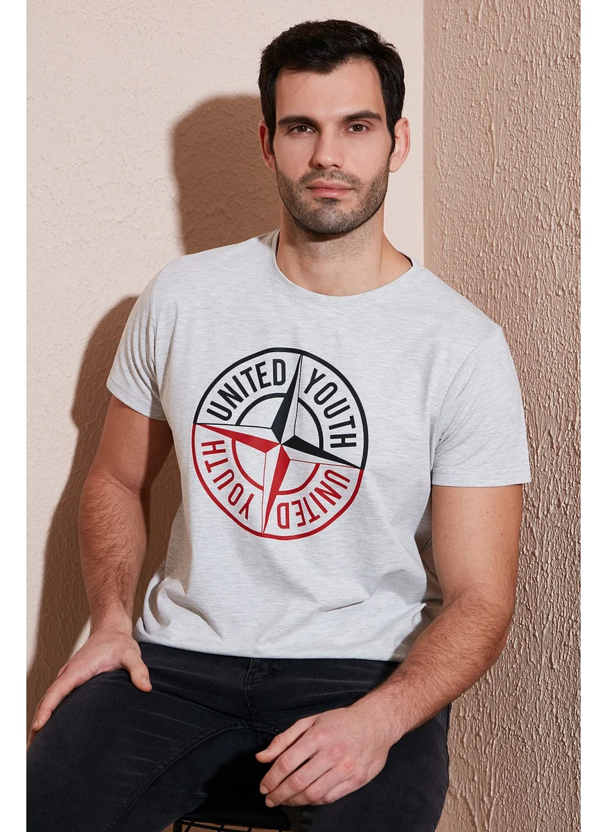 Buratti Printed Crew Neck Cotton Slim Fit T Shirt Men's T Shirt 541PUSULA