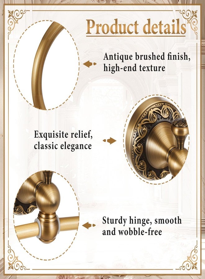 Otoolling 2 Pieces Set Antique Brass Toilet Paper Holder with Retro Brass Hand Towel Ring Tissue Roll Paper Hanger Wall Mounted Bathroom Hardware Vintage Bathroom Accessories(with Phone Shelf) - Image 3