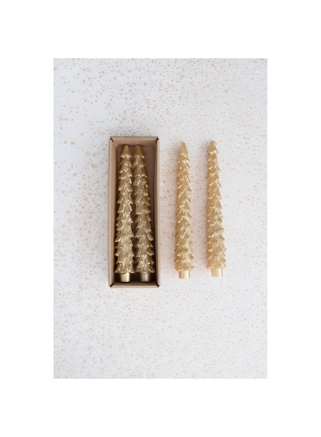 Creative Co-op شموع عمودية على شكل شجرة بدون رائحة من كرييتيف كوبر، ذهبية، مجموعة مغلّفة من 2 - Image 3
