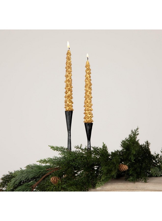 Creative Co-op شموع عمودية على شكل شجرة بدون رائحة من كرييتيف كوبر، ذهبية، مجموعة مغلّفة من 2 - Image 2