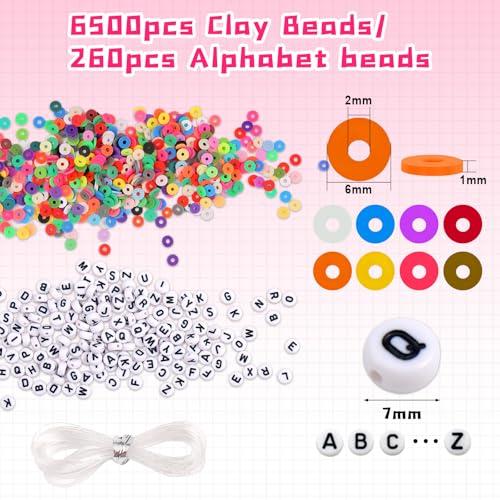 JMUQ 50 Strands Clay Beads, 50 Colors Flat Preppy Polymer Clay Heishi Beads with Letter Beads for Friendship Bracelets Jewelry Making Kit, DIY Arts and Crafts - Image 2