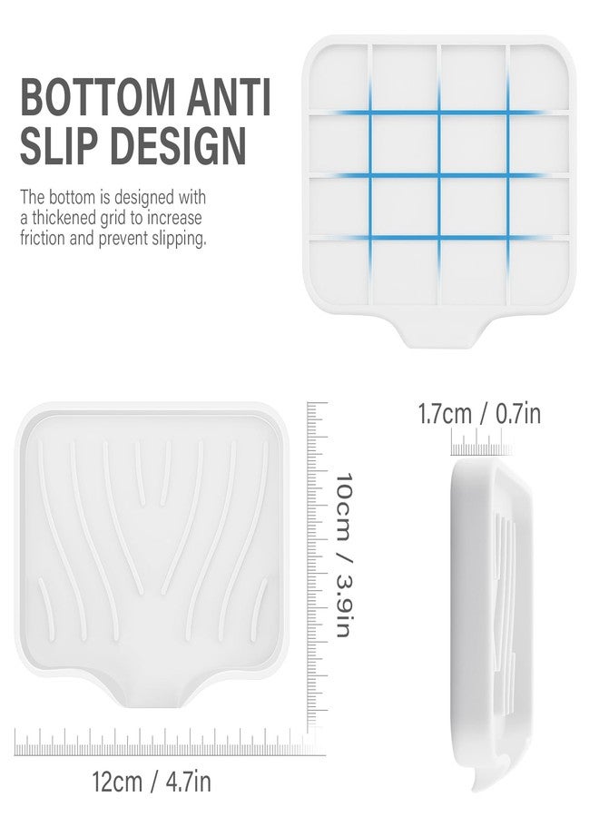 Saisn Silicone Soap Dish with Drain, SAISN Kitchen Soap Tray for Shower 2 Pack Self Draining Soap Dish Soft Bathroom Soap Holder for Kitchen Sink Flexible Portable Soap Saver, White - Image 4