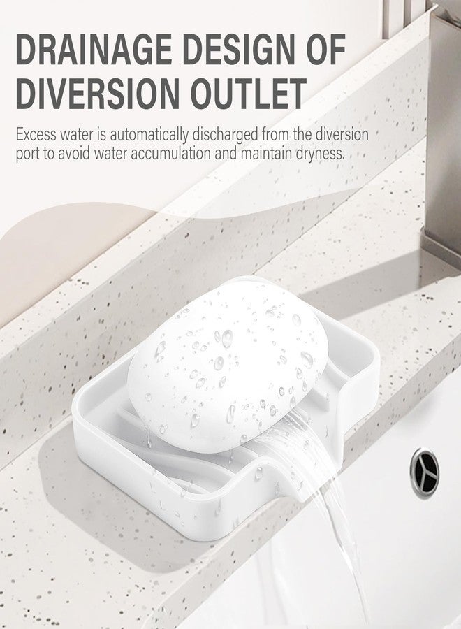 Saisn Silicone Soap Dish with Drain, SAISN Kitchen Soap Tray for Shower 2 Pack Self Draining Soap Dish Soft Bathroom Soap Holder for Kitchen Sink Flexible Portable Soap Saver, White - Image 3