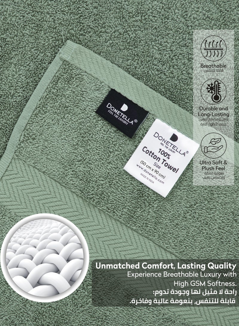Donetella Premium 100 % Combed Cotton 2-Pcs Hand Towel Set (50 X 90 CM) 600 GSM Super Soft Hand Towel, Highly Absorbent, Quick Dry,Best Towel for Bathroom, Spa And Hotel,Olive Green - Image 5