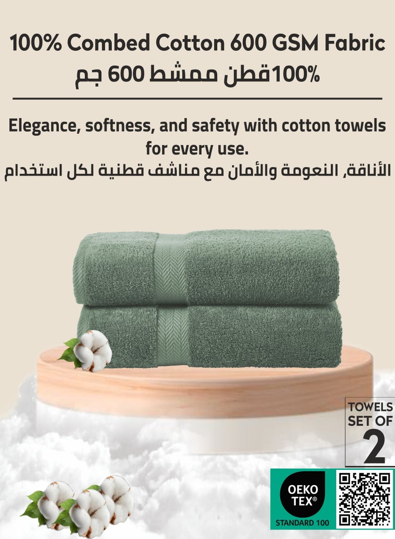 Donetella Premium 100 % Combed Cotton 2-Pcs Hand Towel Set (50 X 90 CM) 600 GSM Super Soft Hand Towel, Highly Absorbent, Quick Dry,Best Towel for Bathroom, Spa And Hotel,Olive Green - Image 3