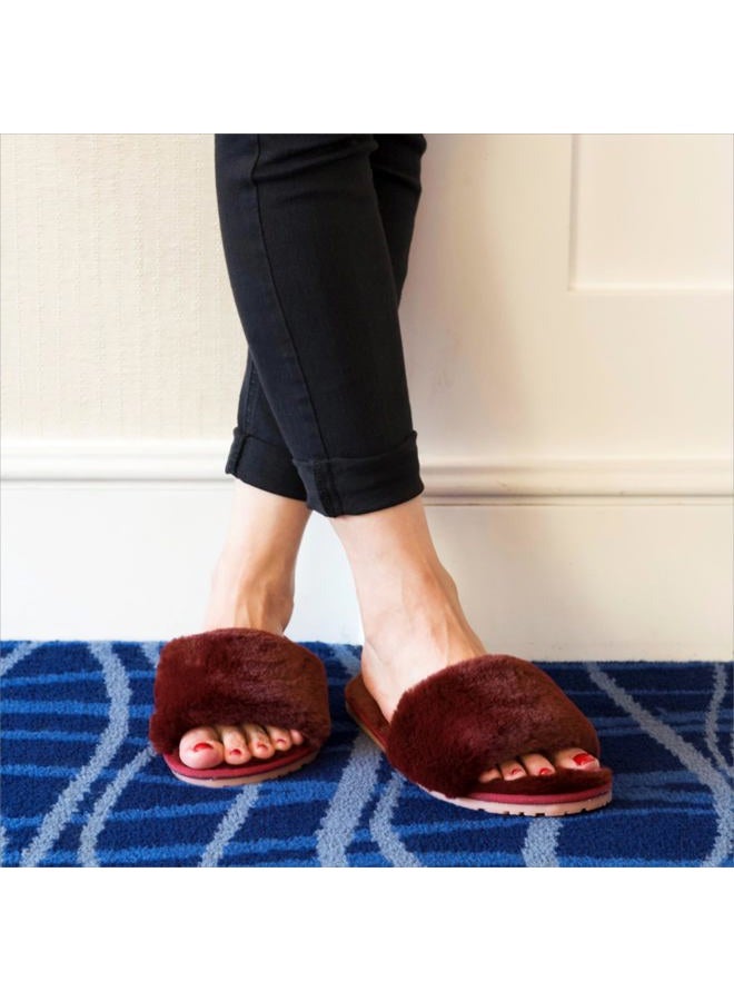 Crazy Lady Women's Fuzzy Fluffy Furry Fur Slippers Flip Flop Open Toe Cozy House Sandals Slides Soft Flat Comfy Anti-Slip Spa Indoor Outdoor Slip on (7.5-8.5, 06/WineRed) - Image 2
