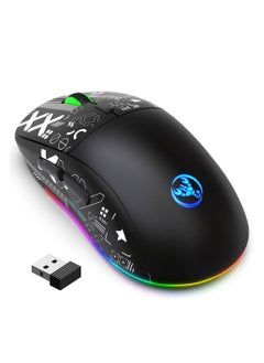 HXSJ HXSJ NEW T90 Three-Mode 2.4G Water Transfer Wireless Mouse RGB Light-Emitting Wireless Game TYPE-C Charging Mouse  - Image 2
