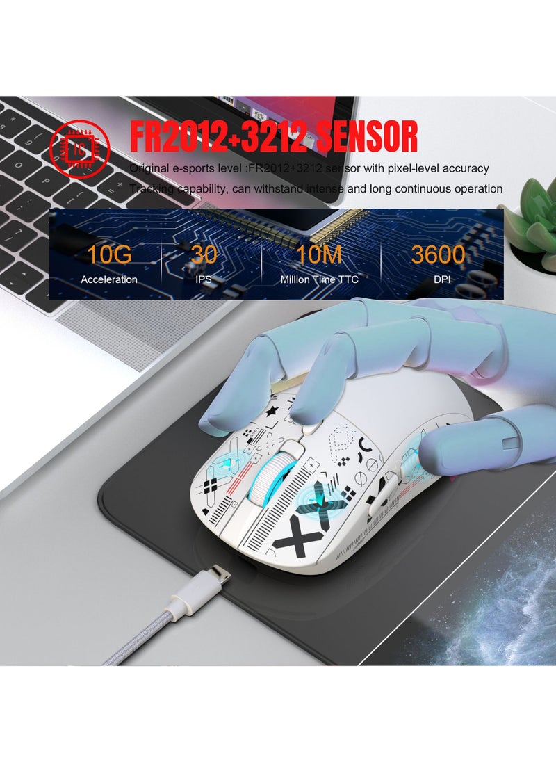 HXSJ - HXSJ NEW T90 Three-Mode 2.4G Water Transfer Wireless Mouse RGB Light-Emitting Wireless Game TYPE-C Charging Mouse - Image 1