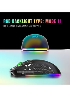 HXSJ HXSJ NEW T90 Three-Mode 2.4G Water Transfer Wireless Mouse RGB Light-Emitting Wireless Game TYPE-C Charging Mouse  - Image 5