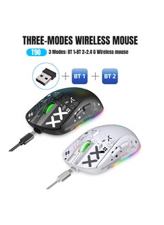 HXSJ HXSJ NEW T90 Three-Mode 2.4G Water Transfer Wireless Mouse RGB Light-Emitting Wireless Game TYPE-C Charging Mouse  - Image 4