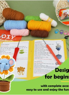 Excefore Crochet Kits for Beginners Adults, Complete Crochet Set with Potted Animals, Yarn, Hooks, and Instructions - Perfect Beginner Knitting Kit for Adults - Elephant Design  - Image 3