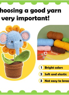 Excefore Crochet Kits for Beginners Adults, Complete Crochet Set with Potted Animals, Yarn, Hooks, and Instructions - Perfect Beginner Knitting Kit for Adults - Elephant Design  - Image 5